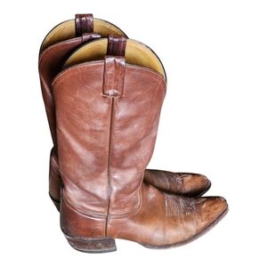 Vintage Tony Lama 6155 Cowboy Boots 10D Brown Leather Western Rodeo USA Made